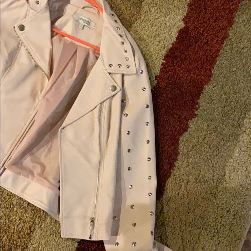 Pink Leather Jacket With Studs - image 2